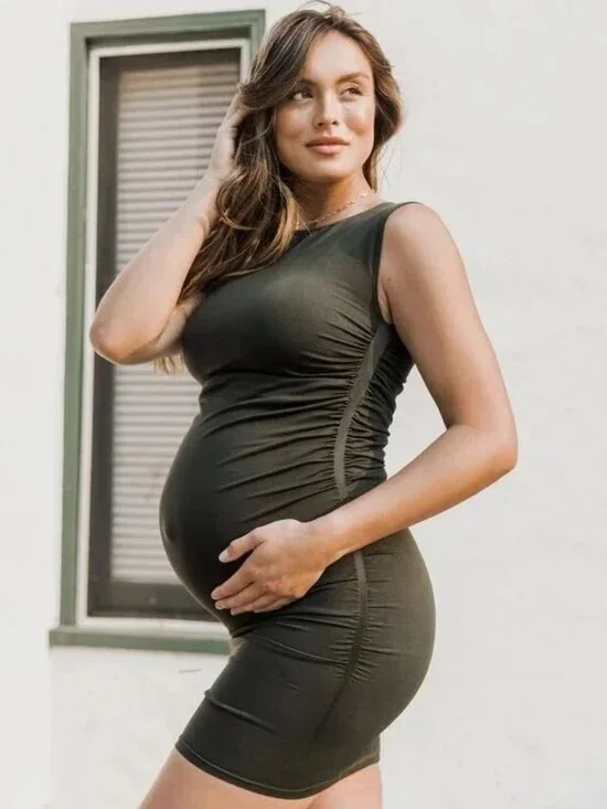 NWOT Blanqi Maternity Olive Tank Dress size L/XL - Picture 3 of 14